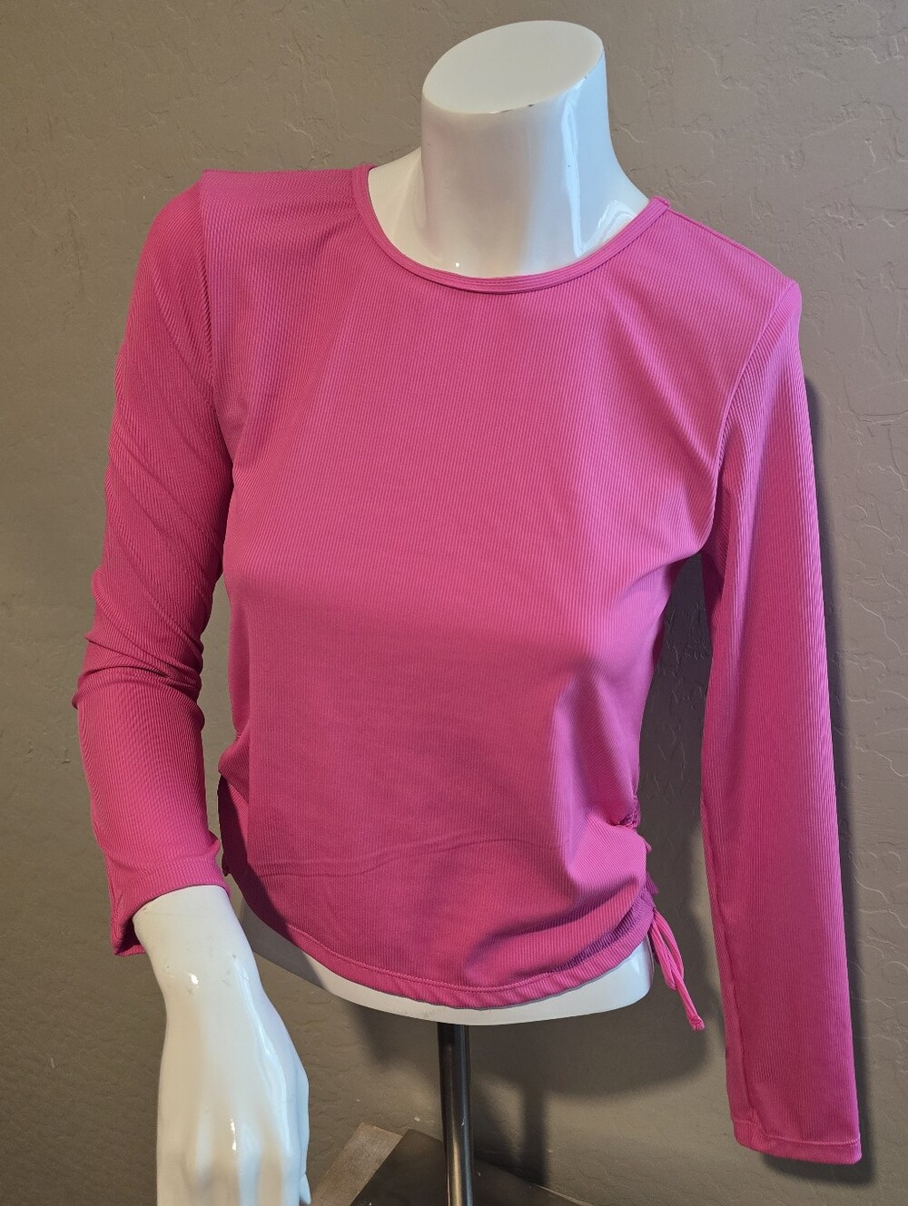 Andy & Evan Hot Pink Long Sleeve Crewneck Top with Side Tie